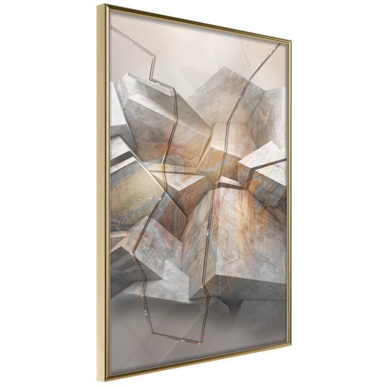 Poster Uncovered Space - geometric abstraction in gray stone blocks 118337 additionalImage 12