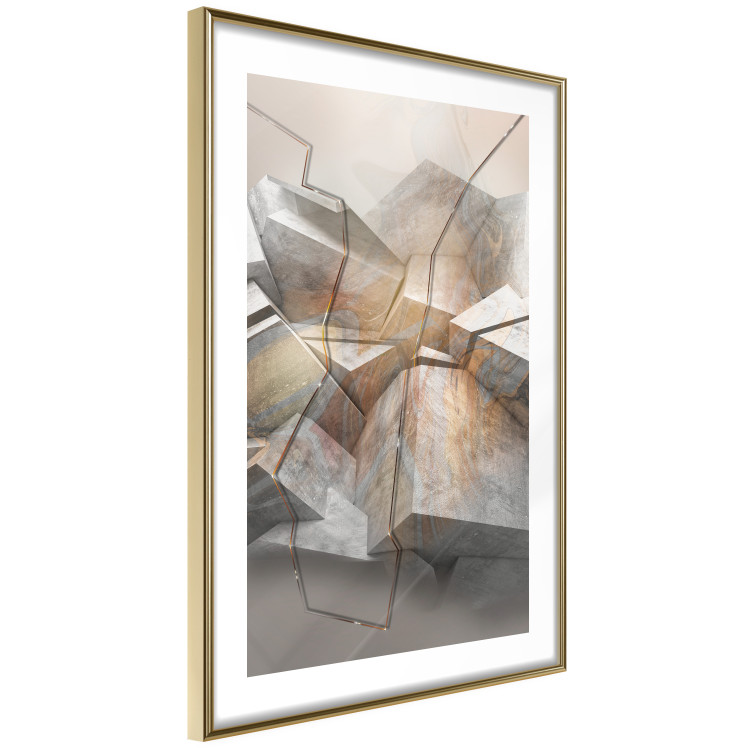 Poster Uncovered Space - geometric abstraction in gray stone blocks 118337 additionalImage 6