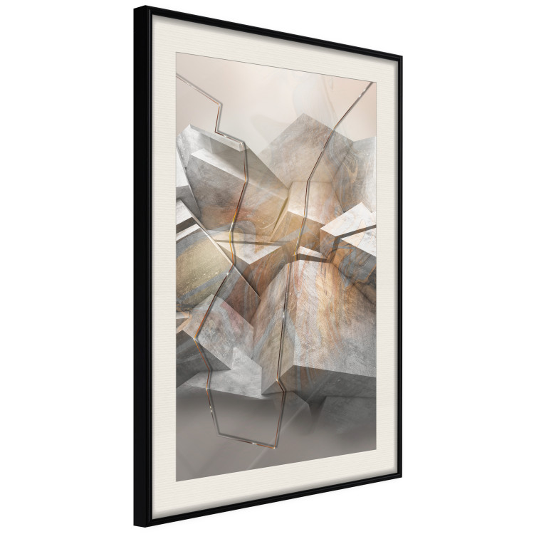 Poster Uncovered Space - geometric abstraction in gray stone blocks 118337 additionalImage 3