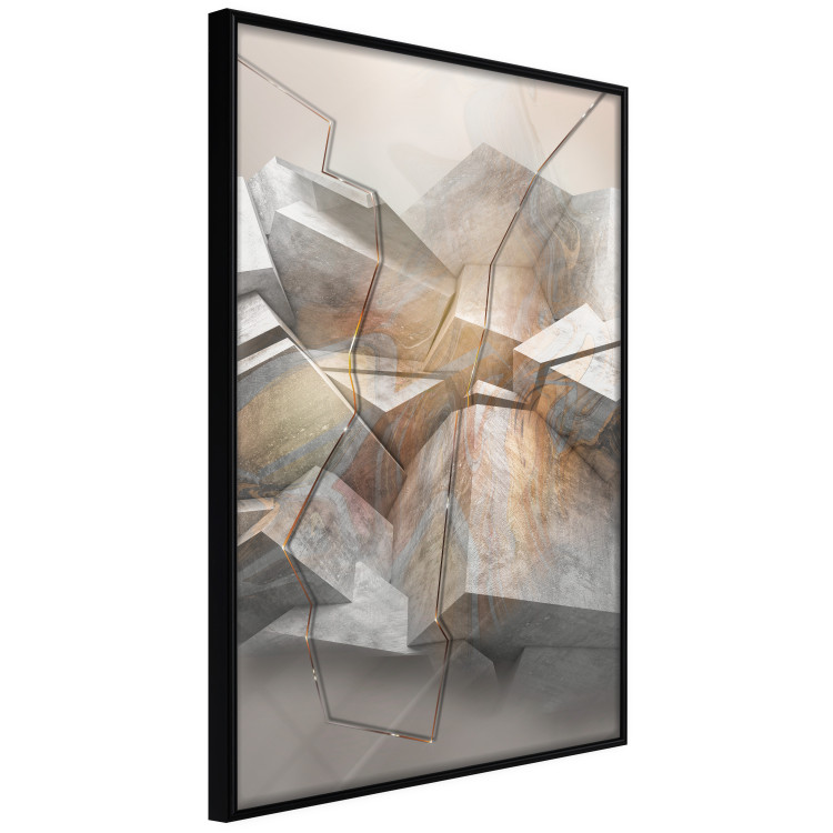Poster Uncovered Space - geometric abstraction in gray stone blocks 118337 additionalImage 10