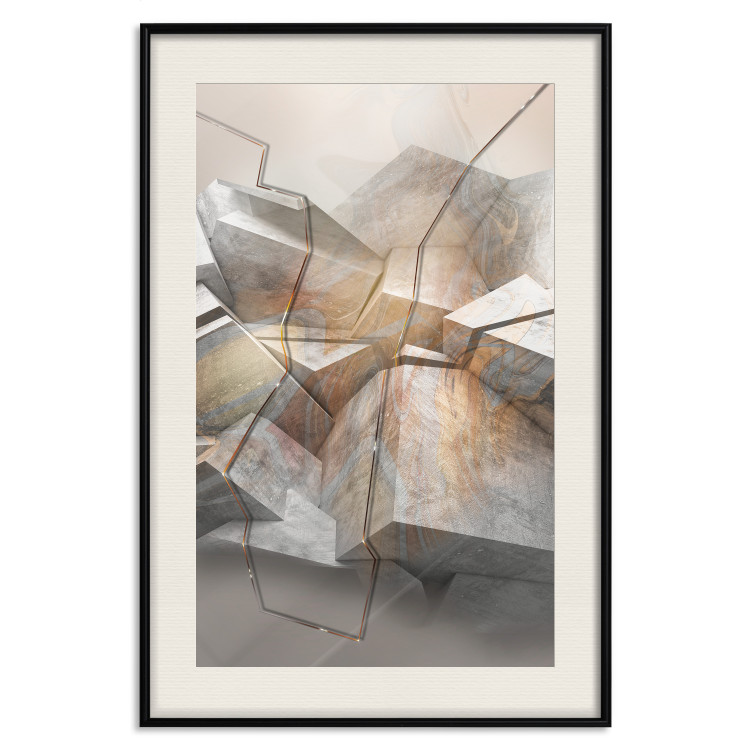 Poster Uncovered Space - geometric abstraction in gray stone blocks 118337 additionalImage 18