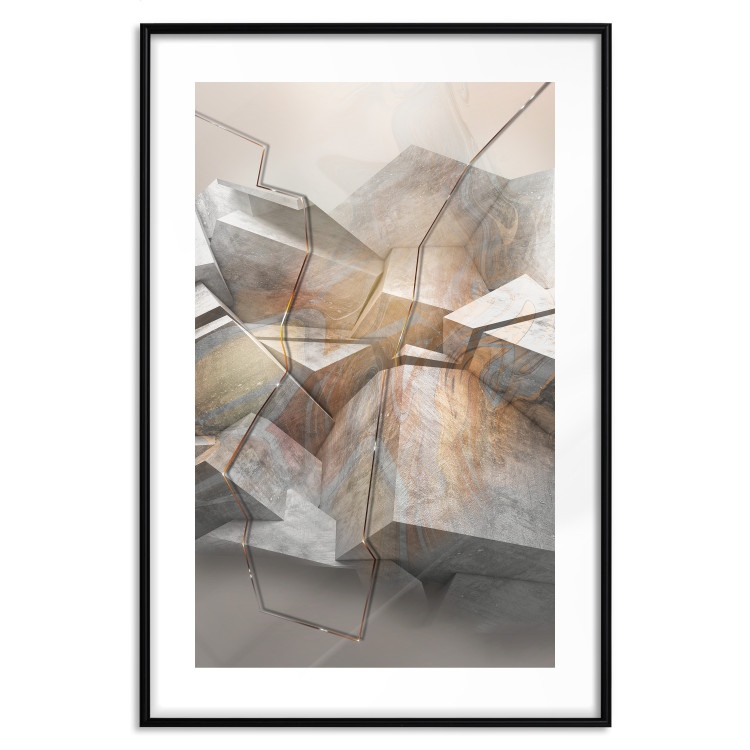 Poster Uncovered Space - geometric abstraction in gray stone blocks 118337 additionalImage 15