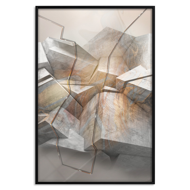 Poster Uncovered Space - geometric abstraction in gray stone blocks 118337 additionalImage 24