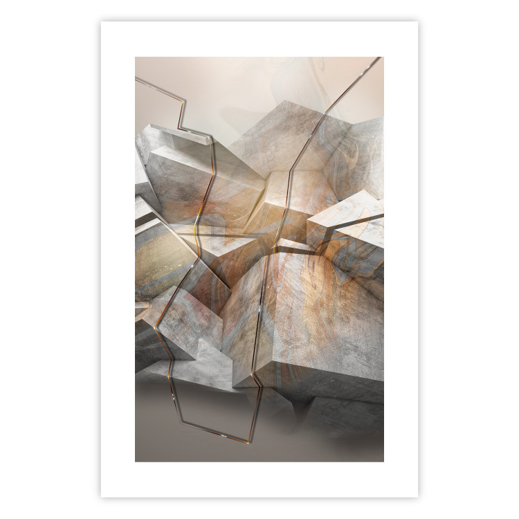 Poster Uncovered Space - geometric abstraction in gray stone blocks 118337 additionalImage 25