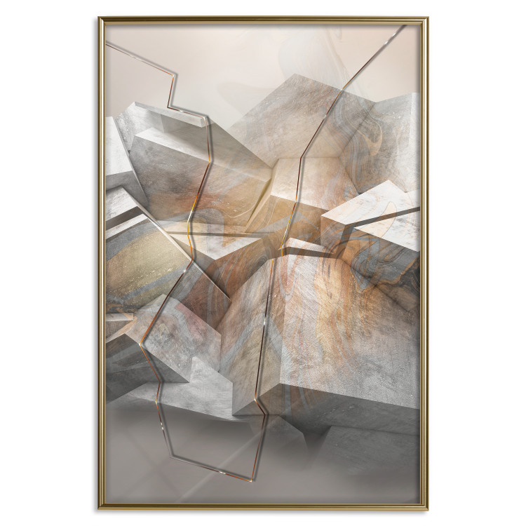 Poster Uncovered Space - geometric abstraction in gray stone blocks 118337 additionalImage 16
