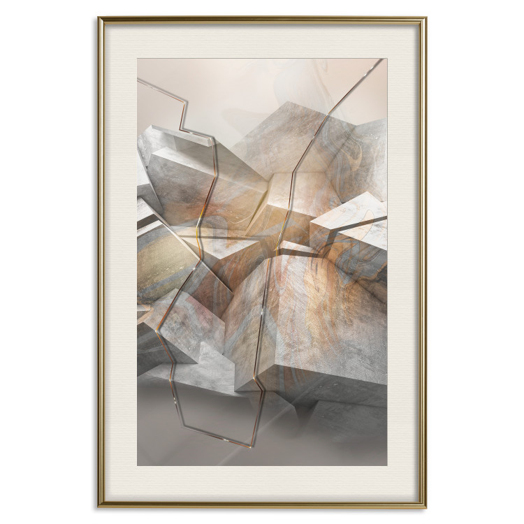 Poster Uncovered Space - geometric abstraction in gray stone blocks 118337 additionalImage 19