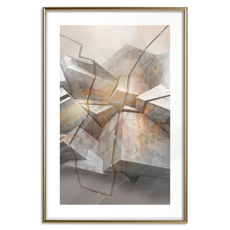 Poster Uncovered Space - geometric abstraction in gray stone blocks 118337 additionalImage 16
