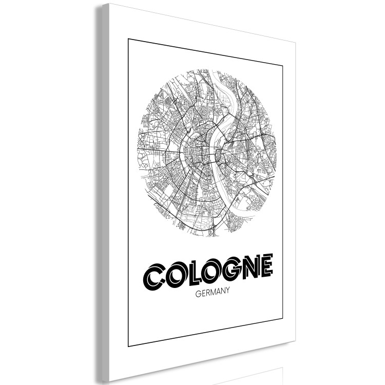 Canvas Print Cologne - black and white aerial map of the German city 118437 additionalImage 2