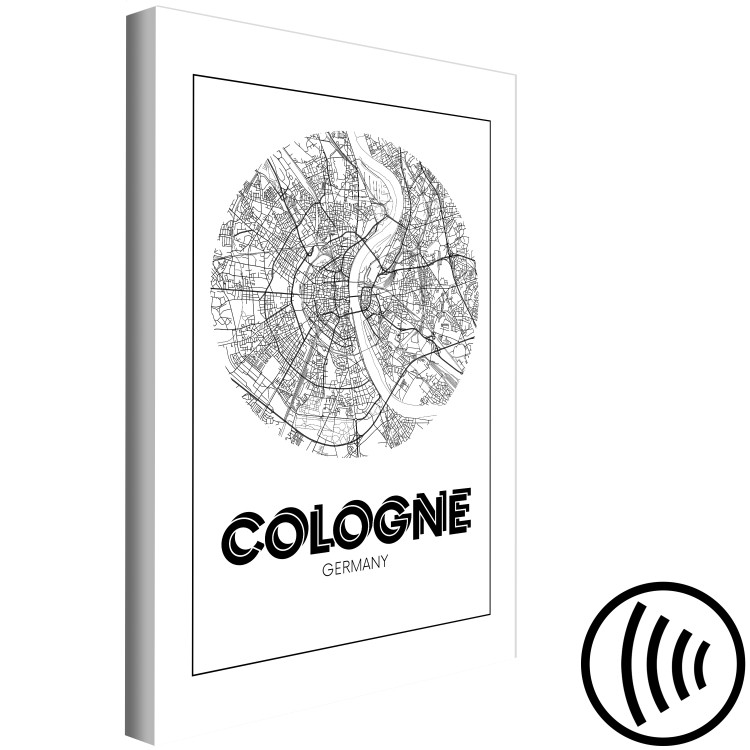 Canvas Print Cologne - black and white aerial map of the German city 118437 additionalImage 6