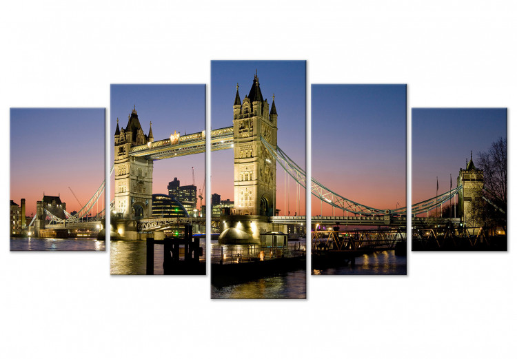 Canvas Art Print London: Tower Bridge (5 Parts) Wide 118637