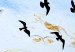 Canvas Art Print A key of birds in the autumn sky - a sky landscape with white clouds 123437 additionalThumb 5