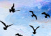 Canvas Art Print A key of birds in the autumn sky - a sky landscape with white clouds 123437 additionalThumb 4