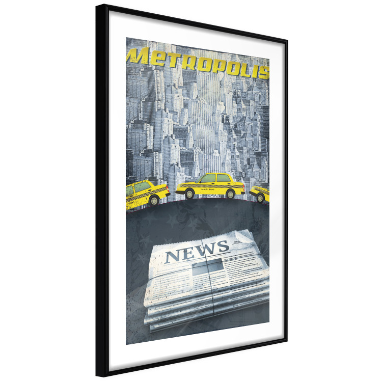 Poster Metropolis - newspapers with captions and yellow cars against skyscrapers 123637 additionalImage 13