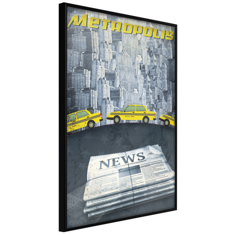 Poster Metropolis - newspapers with captions and yellow cars against skyscrapers 123637 additionalImage 10