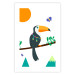 Poster Toucan and Butterflies - amusing parrot with colorful necklace on white background 123737 additionalThumb 21