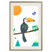 Poster Toucan and Butterflies - amusing parrot with colorful necklace on white background 123737 additionalThumb 27
