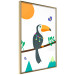 Poster Toucan and Butterflies - amusing parrot with colorful necklace on white background 123737 additionalThumb 12