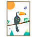 Poster Toucan and Butterflies - amusing parrot with colorful necklace on white background 123737 additionalThumb 14