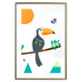 Poster Toucan and Butterflies - amusing parrot with colorful necklace on white background 123737 additionalThumb 17