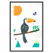 Poster Toucan and Butterflies - amusing parrot with colorful necklace on white background 123737 additionalThumb 18