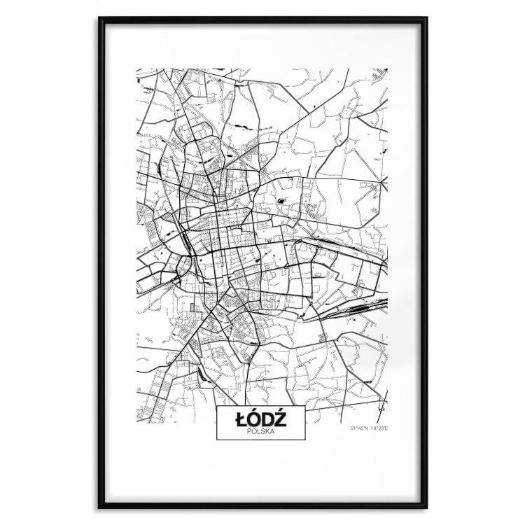 Poster City Map: Łódź - black and white map of Polish city with labels 123837 additionalImage 19
