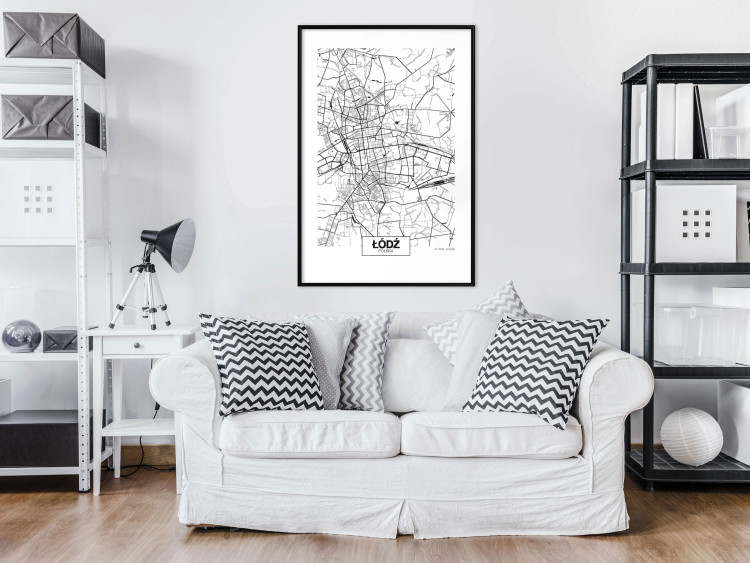 Poster City Map: Łódź - black and white map of Polish city with labels 123837 additionalImage 4