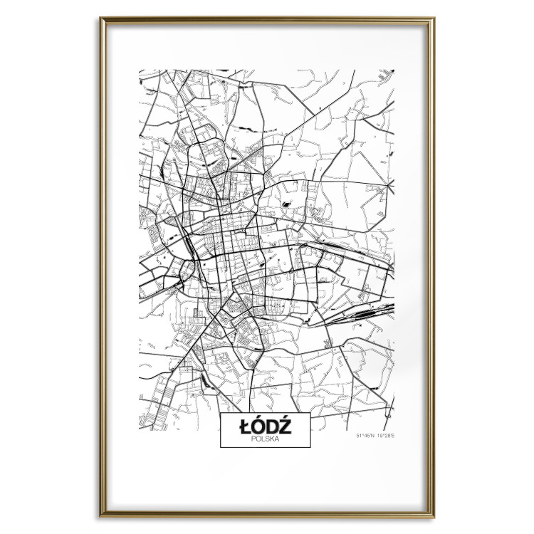 Poster City Map: Łódź - black and white map of Polish city with labels 123837 additionalImage 20