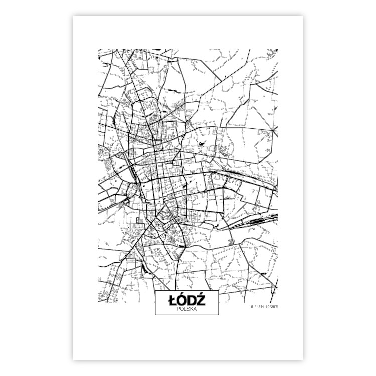 Poster City Map: Łódź - black and white map of Polish city with labels 123837 additionalImage 14