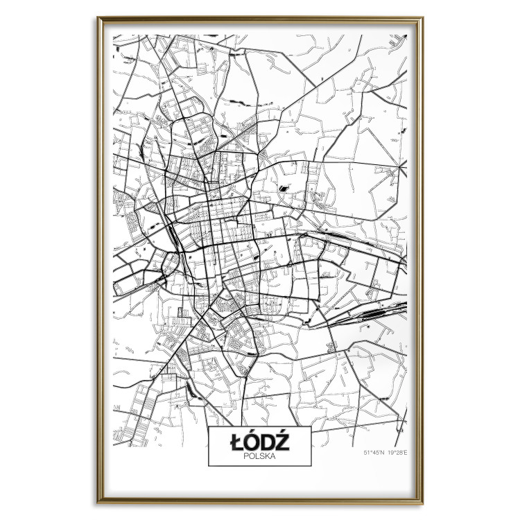 Poster City Map: Łódź - black and white map of Polish city with labels 123837 additionalImage 16