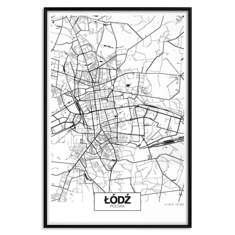 Poster City Map: Łódź - black and white map of Polish city with labels 123837 additionalImage 15
