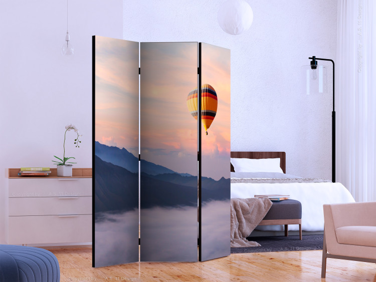 Room Divider Worth Dreaming (3-piece) - hot air balloon flying over mountains and sky 124037 additionalImage 2