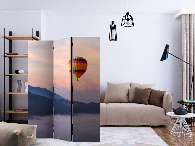 Room Divider Worth Dreaming (3-piece) - hot air balloon flying over mountains and sky 124037 additionalImage 4