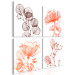 Canvas Art Print Four flowers with leaves - four-part composition on white background 126537 additionalThumb 2