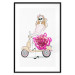 Wall Poster Girl on Scooter - abstract woman with flower on white background 127837 additionalThumb 15