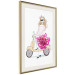 Wall Poster Girl on Scooter - abstract woman with flower on white background 127837 additionalThumb 3