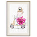 Wall Poster Girl on Scooter - abstract woman with flower on white background 127837 additionalThumb 20