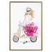 Wall Poster Girl on Scooter - abstract woman with flower on white background 127837 additionalThumb 21