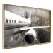 Wall Poster Plane Takeoff - airplane fragment against gray city architecture 128637 additionalThumb 12