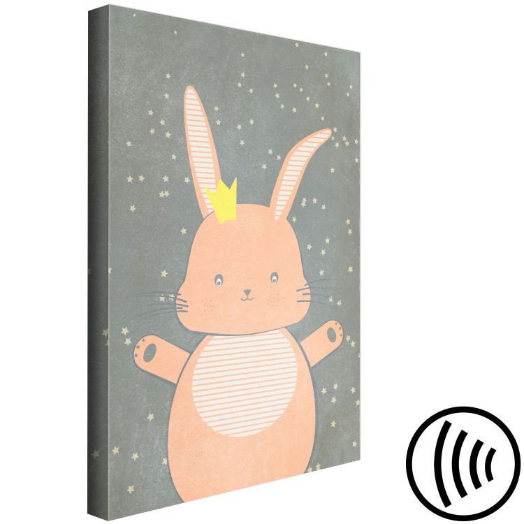 Canvas Art Print Pink Princess (1-part) vertical - pastel rabbit with stars 129537 additionalImage 6
