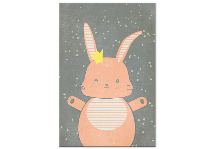 Canvas Art Print Pink Princess (1-part) vertical - pastel rabbit with stars 129537
