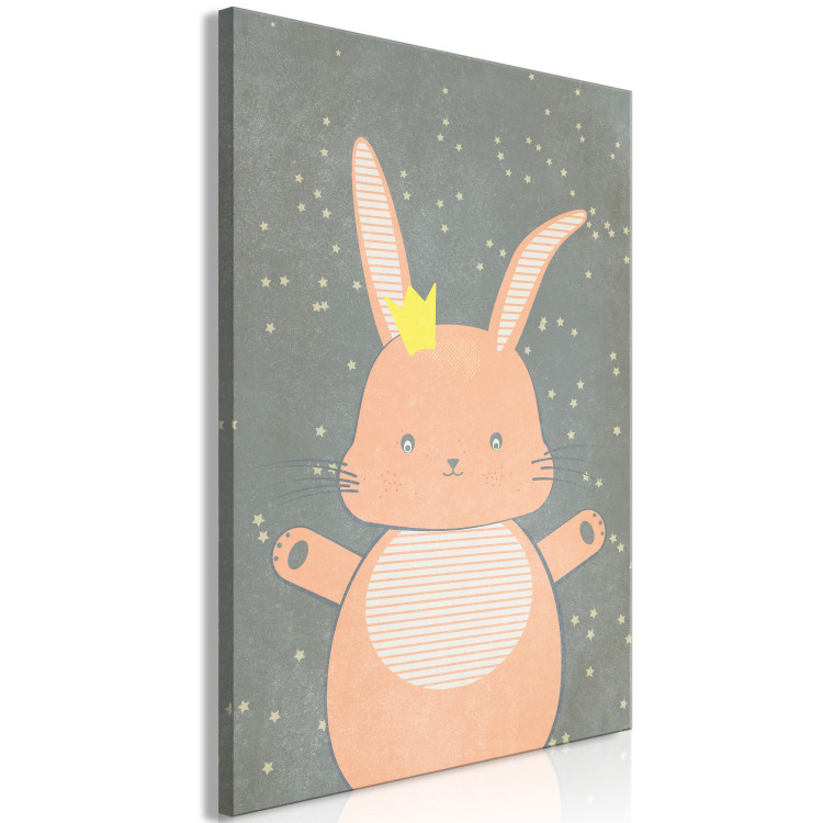 Canvas Art Print Pink Princess (1-part) vertical - pastel rabbit with stars 129537 additionalImage 2