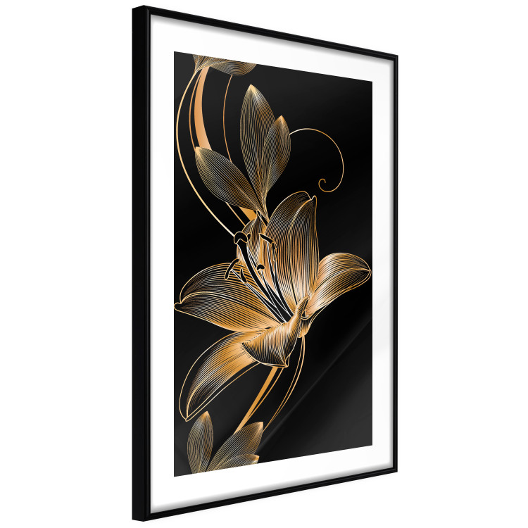 Wall Poster Delicacy of Lilies - abstract golden lily on a solid black background 130337 additionalImage 4