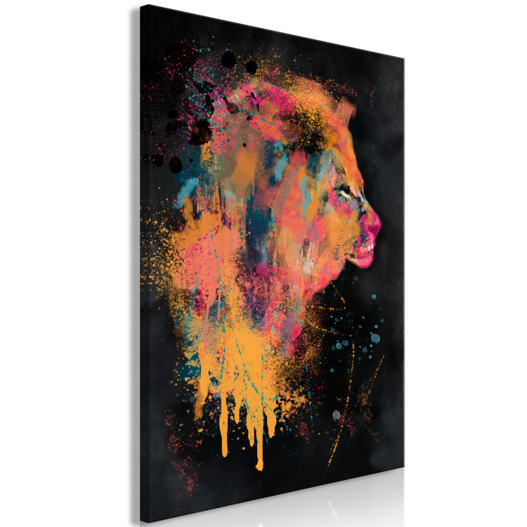 Canvas Art Print Lion's Moods (1-piece) Vertical - abstract colorful animal 130437 additionalImage 2