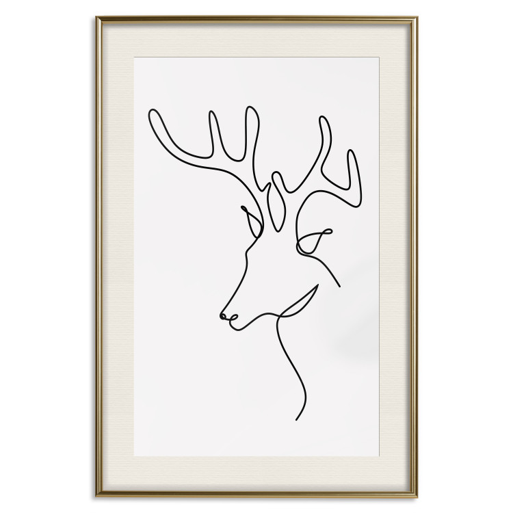 Poster Thoughtful Deer - black line art of a deer on a solid light background 130737 additionalImage 20