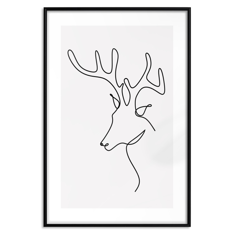Poster Thoughtful Deer - black line art of a deer on a solid light background 130737 additionalImage 17
