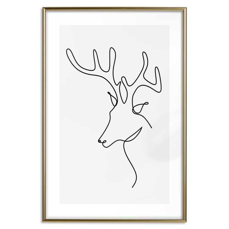 Poster Thoughtful Deer - black line art of a deer on a solid light background 130737 additionalImage 14