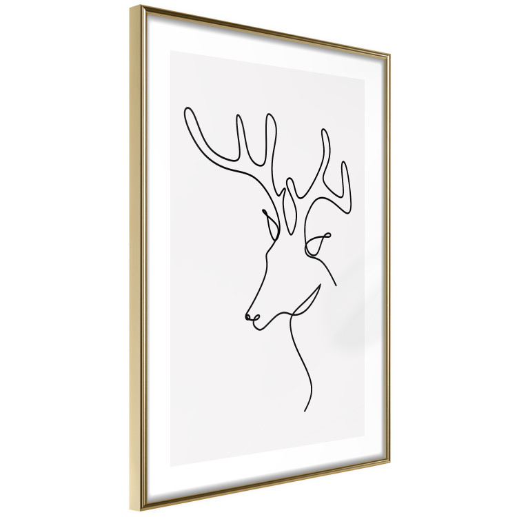 Poster Thoughtful Deer - black line art of a deer on a solid light background 130737 additionalImage 9