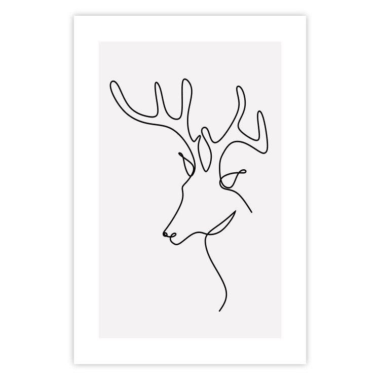 Poster Thoughtful Deer - black line art of a deer on a solid light background 130737 additionalImage 25
