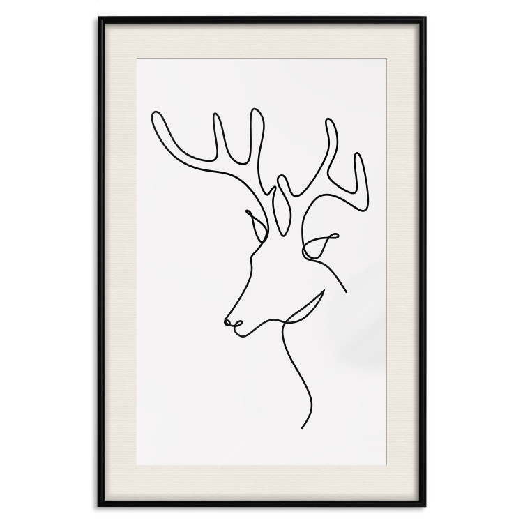 Poster Thoughtful Deer - black line art of a deer on a solid light background 130737 additionalImage 19