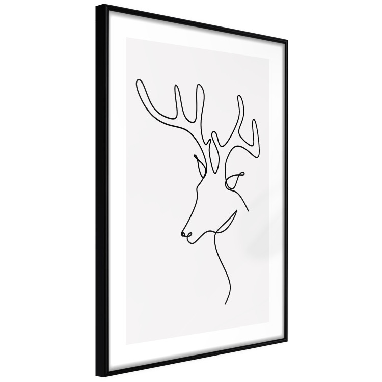 Poster Thoughtful Deer - black line art of a deer on a solid light background 130737 additionalImage 6